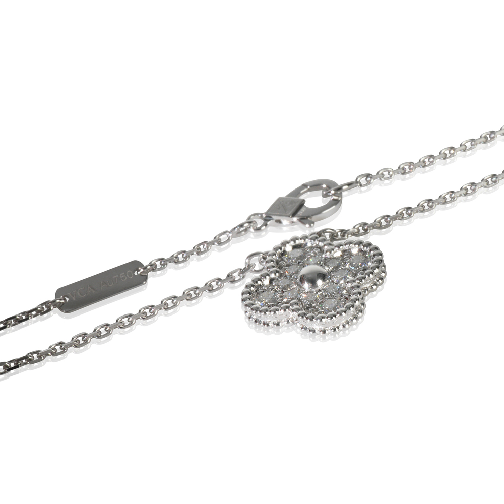 Van Cleef & Arpels White Gold Diamond Vintage Alhambra Pendant - Picture 3 of 4